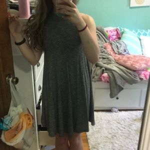 Gray ribbed shift dress